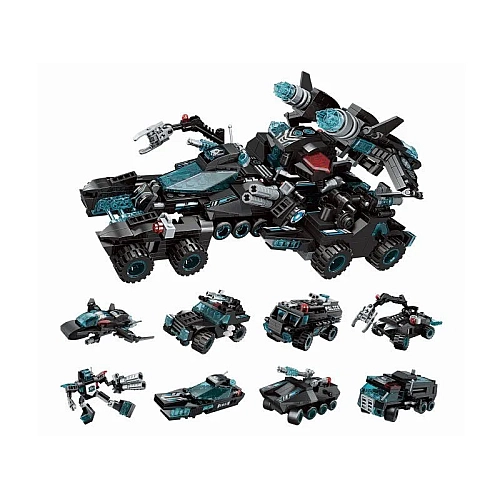 Конструктор Qman 8в1 Поліція-Трансформер, 714 деталей, Спецтехніка