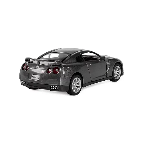 Игрушечная машинка металлическая Kinsmart 1:36 2009 Nissan GT-R R35 инерционная, двери открываются KT5340W / Тёмно-серый