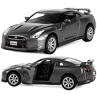 Машинка металева Kinsmart 1:36 2009 Nissan GT-R R35 інерційна, двері відчиняються KT5340W / Темно Сірий