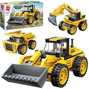 Конструктор Qman 42110 Unlimited Ideas 3в1: Трактор, Екскаватор, Самоскид, 203 деталі