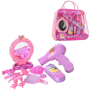 Дитячий набір аксесуарів A 299 «Красуня» в сумочці (дзеркало, фен, телефон)