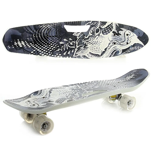 Пенні борд Скейтборд пластиковий з ручкою для дітей з принтом і колесами, що світяться MS0462-2