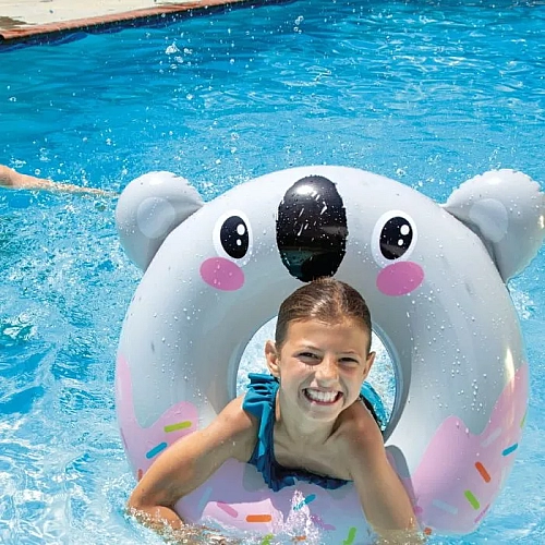 Коло дитяче надувне для плавання "Коала" сірий, 84 см х 76 см, від 8 років, до 40 кг, 59266NP INTEX