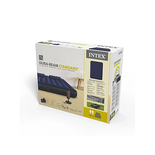 Надувной матрас Intex 64765 с подушками и насосом - 152х203х25 см