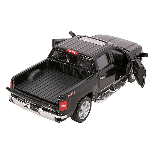 Машинка металлическая Kinsmart 1:46 2014 Chevrolet Silverado инерционная, двери и багажник открываются KT5381W / Черный