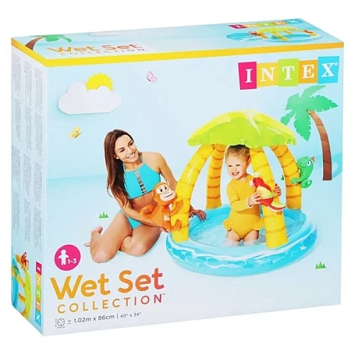 Надувной Бассейн Intex 102x86 см Тропический Остров для Детей 1-3 лет
