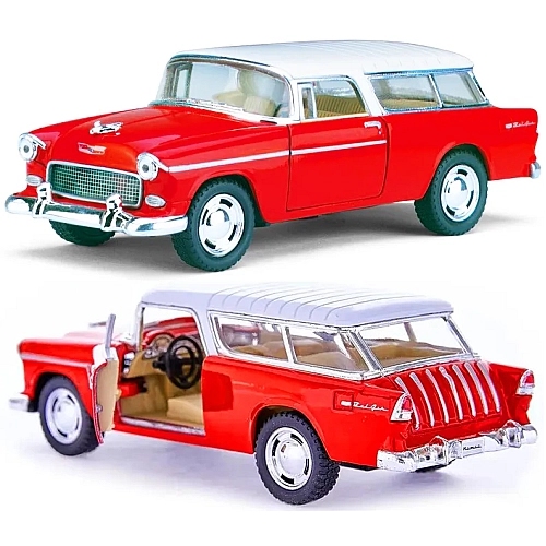 Машинка металлическая Kinsmart 1:40 1955 Chevy Nomad KT5331W инерция / Красно-белый
