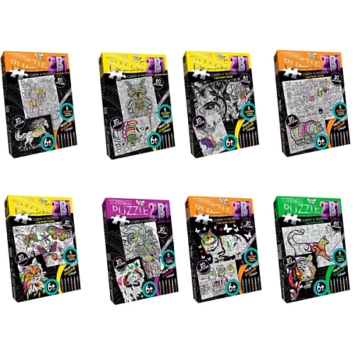 Пазл Антистрес розмальовка мікс видів 2в1, Danko Toys AM3020-01-01-16