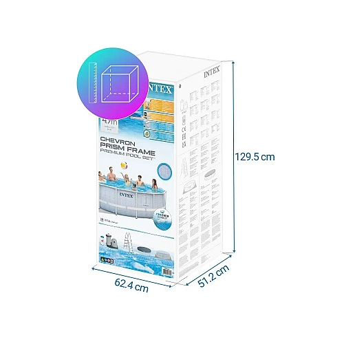Intex Басейн каркасний 26746 488х122см (5 678 л/год, драбина, тент, підстилка), об'єм - 19156 л