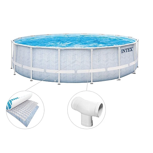 Intex Басейн каркасний 26746 488х122см (5 678 л/год, драбина, тент, підстилка), об'єм - 19156 л