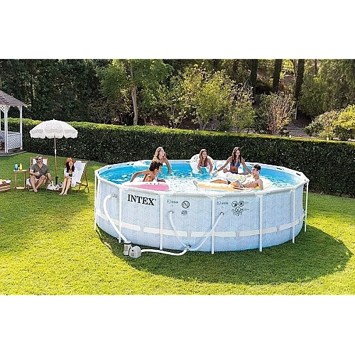 Intex Басейн каркасний 26746 488х122см (5 678 л/год, драбина, тент, підстилка), об'єм - 19156 л