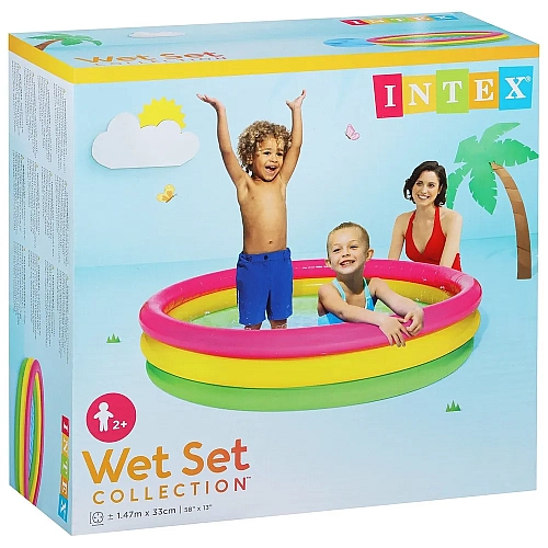Надувний басейн Intex 57422 "Веселка", 147×33 см, з надувним дном, 3 кільця, від 2 років