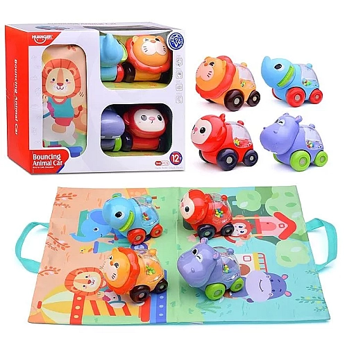 Набір машин HE 8069 4 машини-тварини, килимок-сумка, брязкання