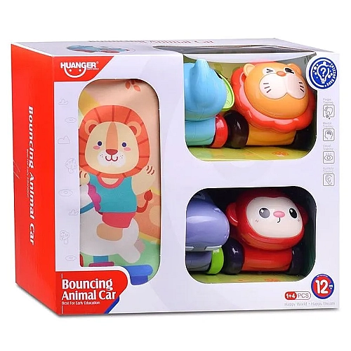 Набір машин HE 8069 4 машини-тварини, килимок-сумка, брязкання