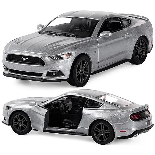 Масштабная модель Ford Mustang GT 2015 Kinsmart 1:38, инерционный механизм, KT5386W Серебристый
