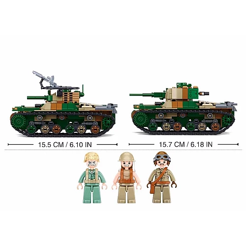 Конструктор Sluban, серия Армия WW2 - Японский средний танк Type 97, 2в1, 563 детали, M38-B1107