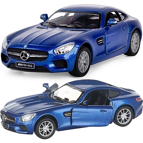 Машинка металлическая Kinsmart 1:36 Mercedes-AMG GT инерционная, дверь открывается KT5388W / Синий