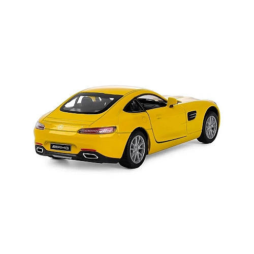 Машинка металлическая Kinsmart 1:36 Mercedes-AMG GT инерционная, дверь открывается KT5388W / Желтый