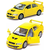 Машинка металева Kinsmart 1:36 "Mitsubishi Lancer Evolution VII" KT5052W інерційна, двері відчиняються / Жовтий
