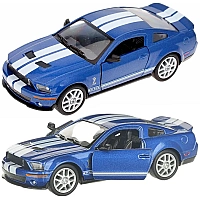 Машинка металева Kinsmart 1:38 Ford Mustang Shelby GT500 2007 KT5310W інерційна, двері відчиняються / Синьо-білий