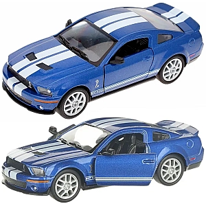 Машинка металева Kinsmart 1:38 Ford Mustang Shelby GT500 2007 KT5310W інерційна, двері відчиняються / Синьо-білий
