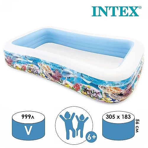Басейн сімейний Intex 58485NP Тропічні рифи 305х183х56см 999 л. 6+