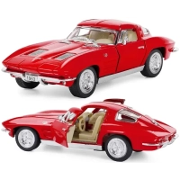 Машинка металлическая Kinsmart 1:36 1963 Corvette Sting Ray KT5358W инерционная, дверь открывается / Красный