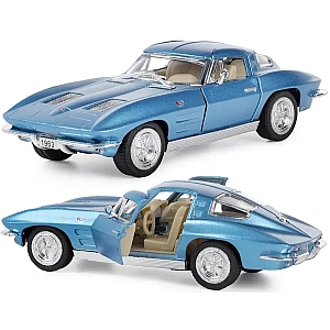 Машинка металева Kinsmart 1:36 1963 Corvette Sting Ray KT5358W інерційна, двері відчиняються / Синя