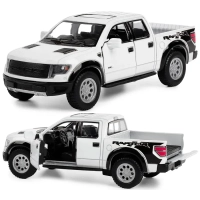 Машинка металлическая Kinsmart 1:46 2013 Ford F-150 SVT Raptor SuperCrew KT5365W инерционная, дверь открывается / Белый