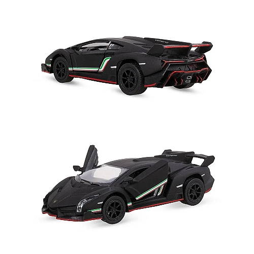 Металлическая машинка Kinsmart 1:36 Matte Lamborghini Veneno, инерционная, черная, KT5370W