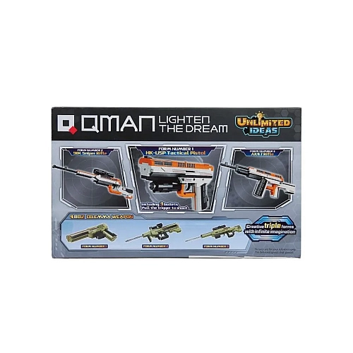 Игровой Набор Конструктор Qman: 3 в 1 Пистолет, Автомат, Винтовка (273 деталей)